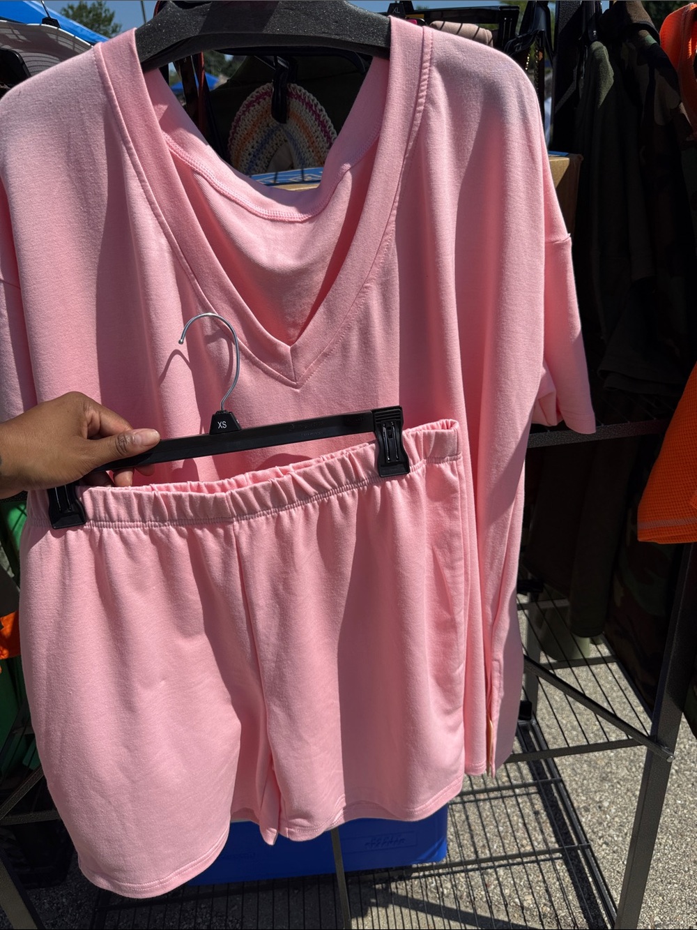 Women's Pink Lounge Top and Shorts Set